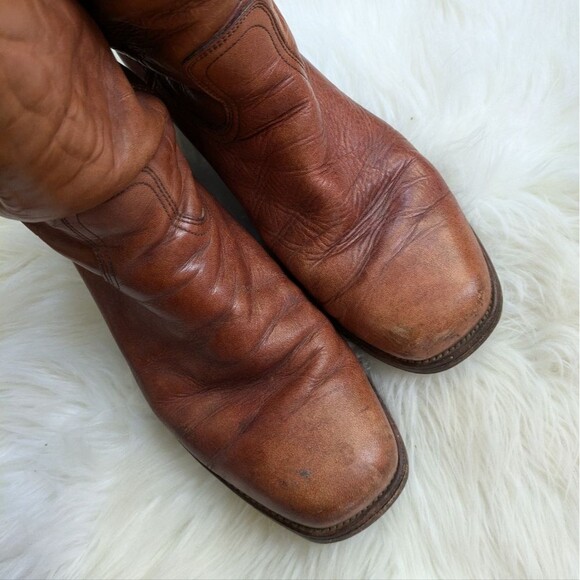 FRYE Men’s Campus Boots rustic square toe tall saddle brown leather (2950) 12 - Picture 5 of 12